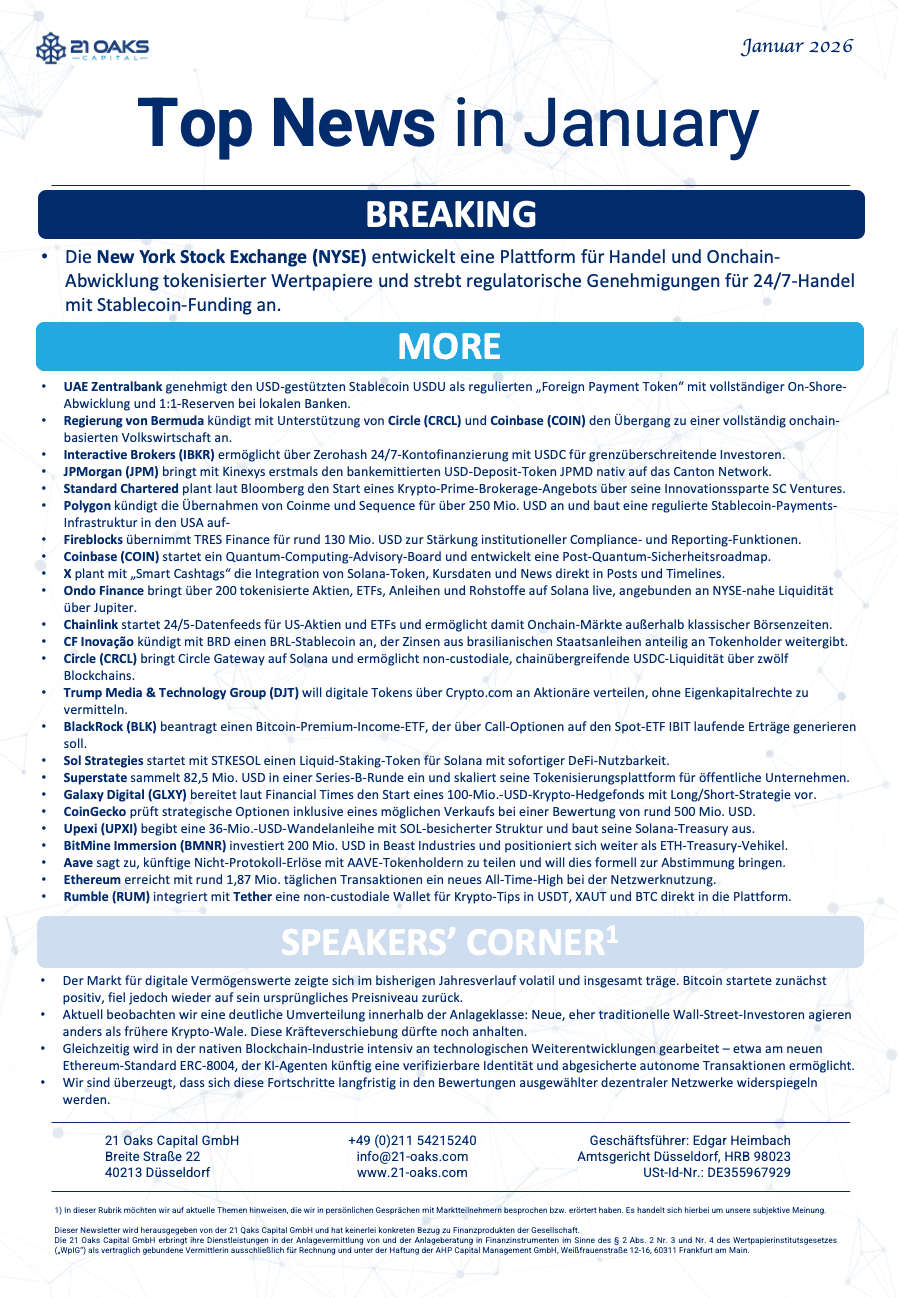 21 Oaks Newsletter — Januar 2026