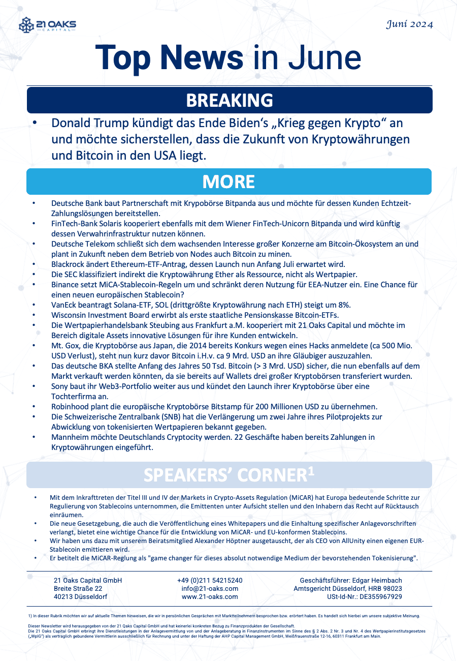 21 Oaks Newsletter — Juni 2024