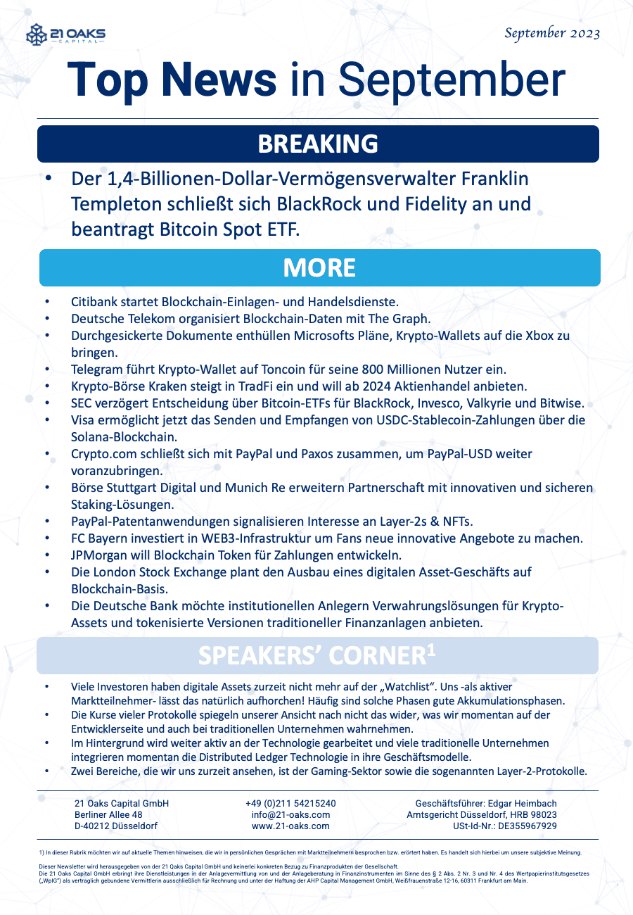 21 Oaks Newsletter — September 2023
